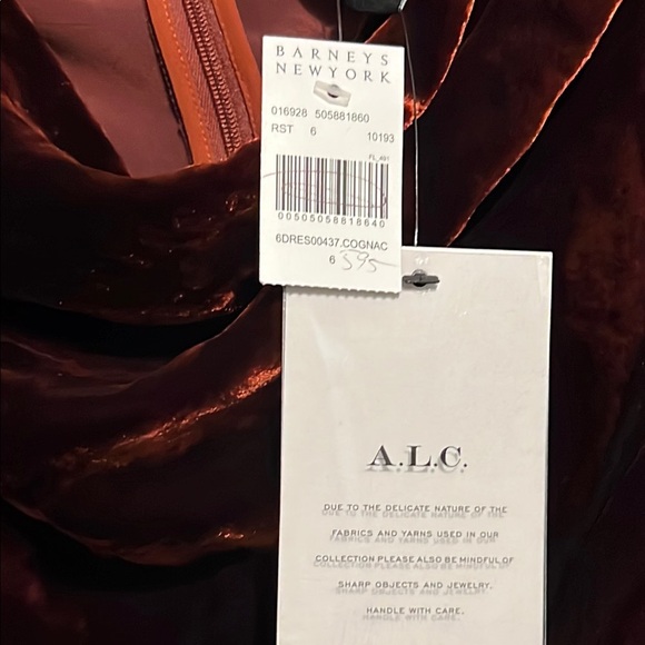 A.L.C. Cognac Cowl Neck Sheath Dress Pleated Ruched Knee-Length - Picture 4 of 4